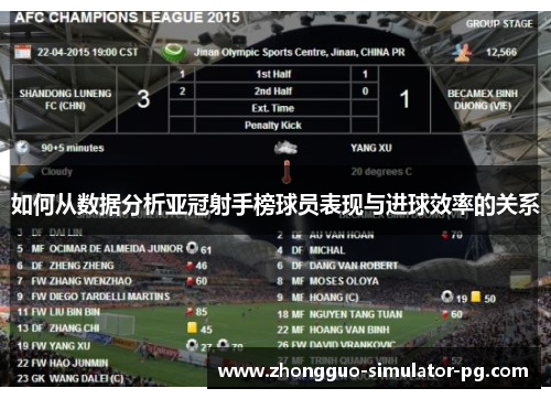 如何从数据分析亚冠射手榜球员表现与进球效率的关系 如何从数据分析亚冠射手榜球员表现与进球效率的关系